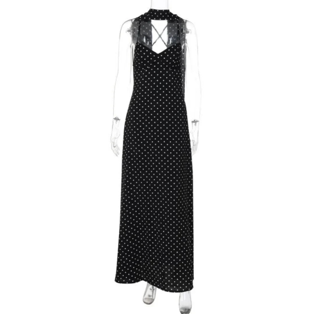 Rosalène | Vintage Polka Dot V-Neck Maxi Dress