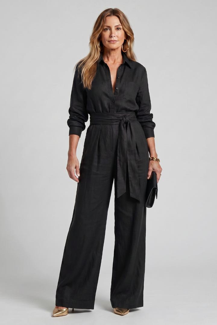 Virella | Wide-Leg Button-Front Jumpsuit