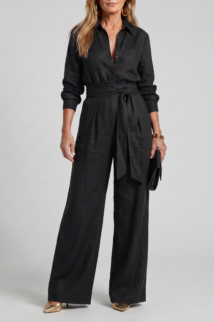 Virella | Wide-Leg Button-Front Jumpsuit