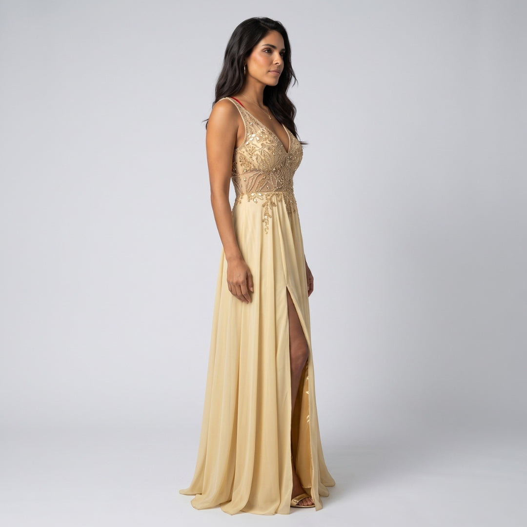 Vivienne | Maxi V-Neck Split Evening Dress