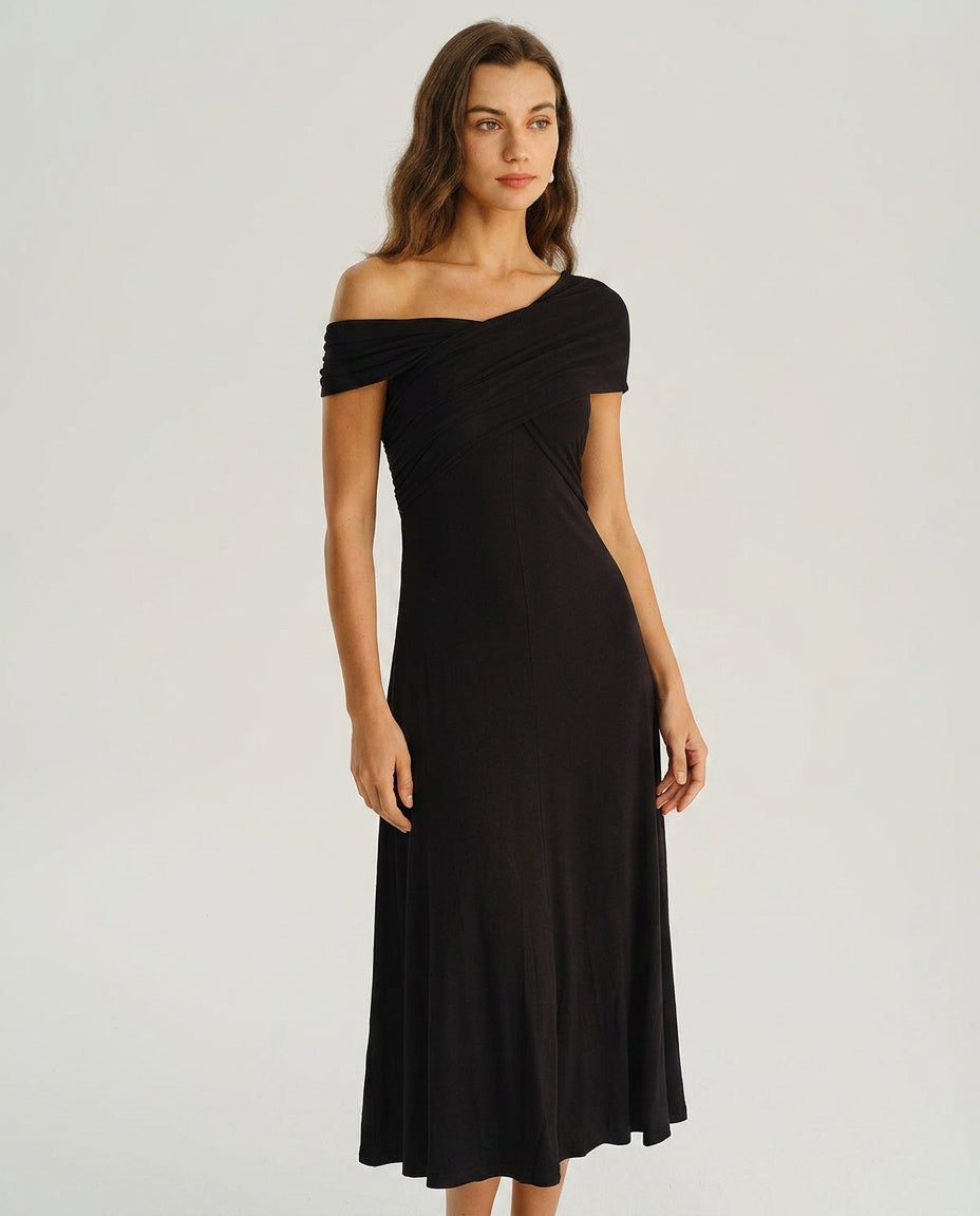 Zara | Sleeveless One-Shoulder A-Line Midi Dress