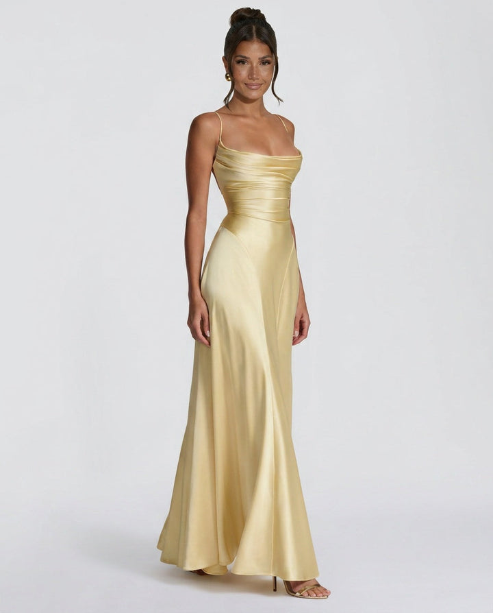 Adelina | Ruched Spaghetti Strap Maxi Dress