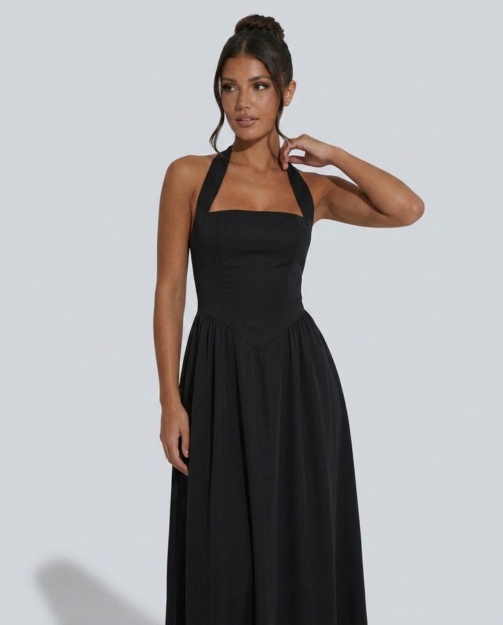 Aurelia | Basque Waist Halter Maxi Dress