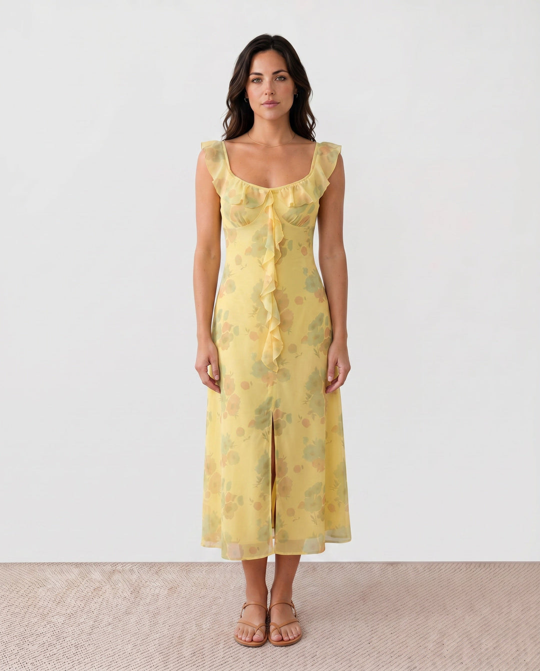 Celeste | Low Back Floral Wedding Guest Midi Dress