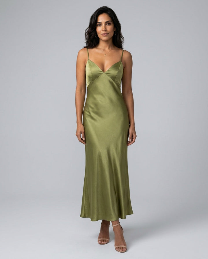 Anais | Strappy Satin Slip Maxi Dress