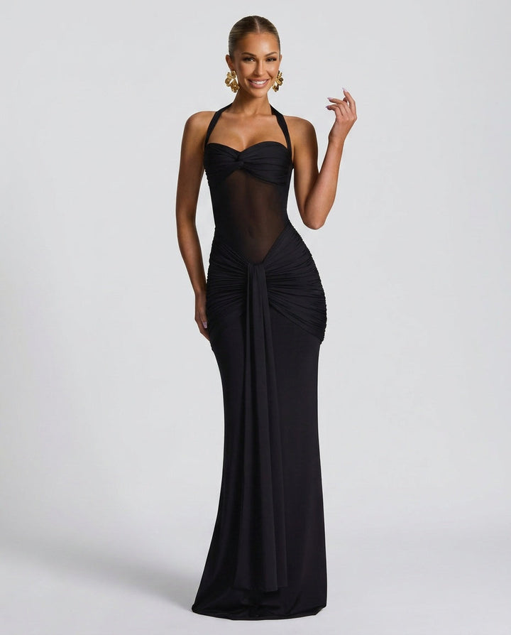 Cora | Halter Neck Backless Maxi Dress