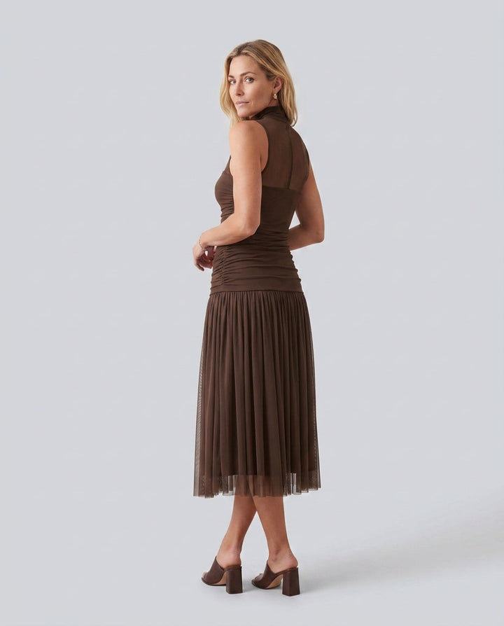 Jolie | Pleated Drop Waist Midi Dress