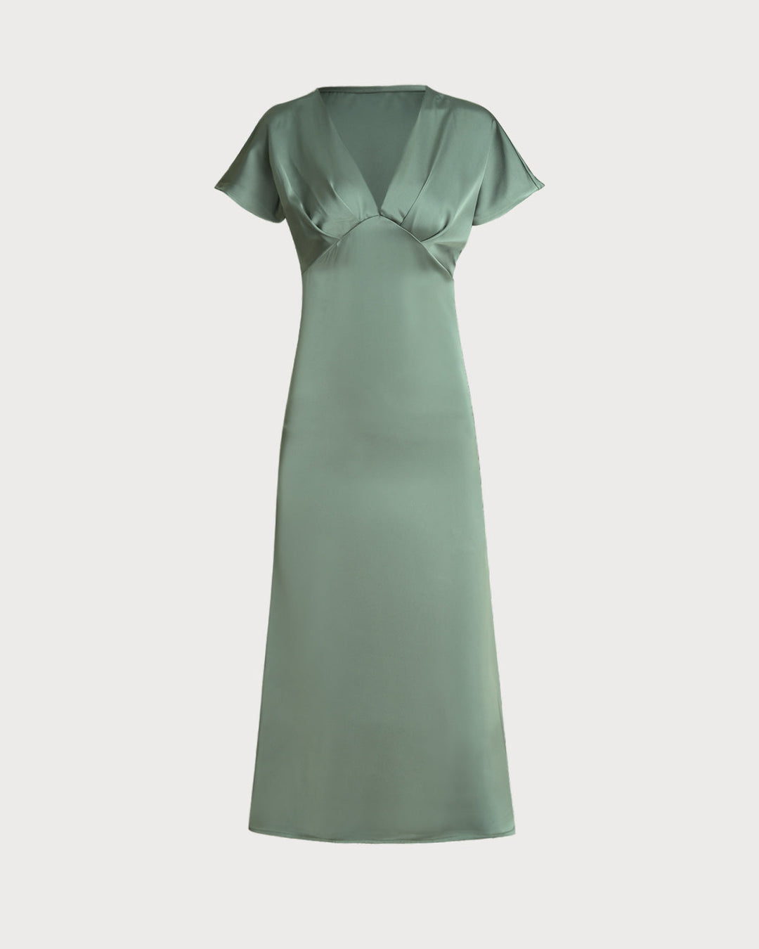 Una | V-Neck Satin-Look A-Line Midi Dress