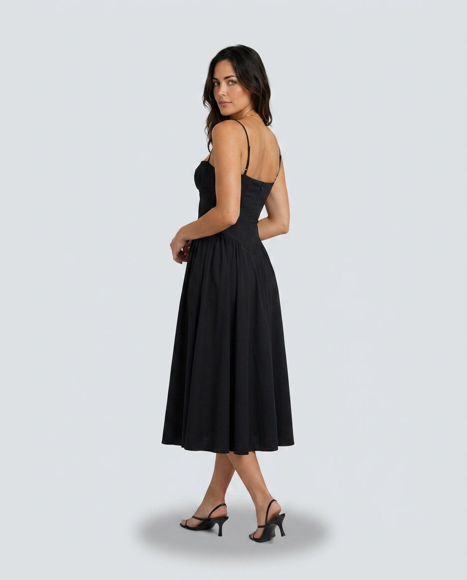 Willa | Spaghetti Strap Sweetheart Midi Dress