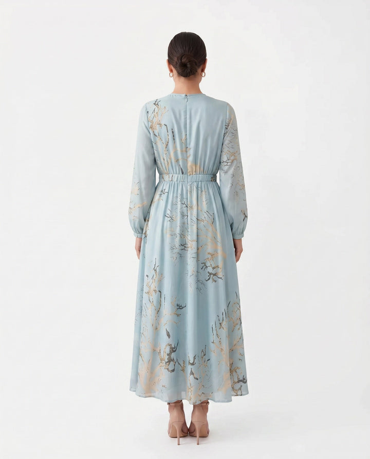 Saskia | Abstract Print Satin-Look Maxi Dress