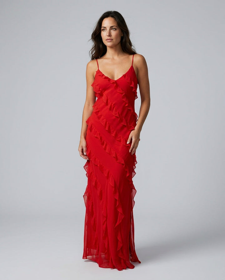Ottilie | Romantic Ruffle Chiffon Maxi Dress