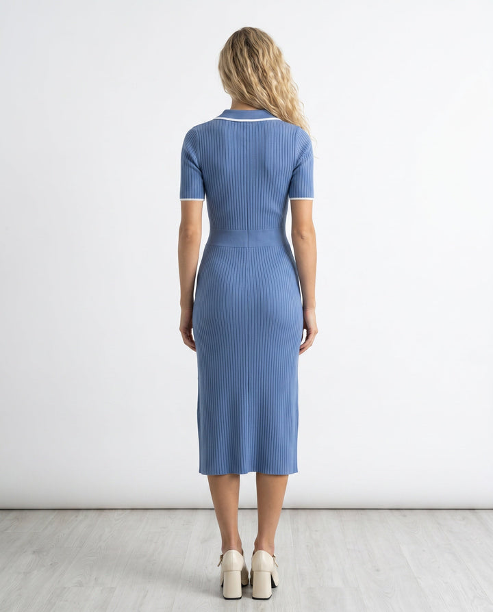 Gracine | Polo Collar Knitted Midi Dress