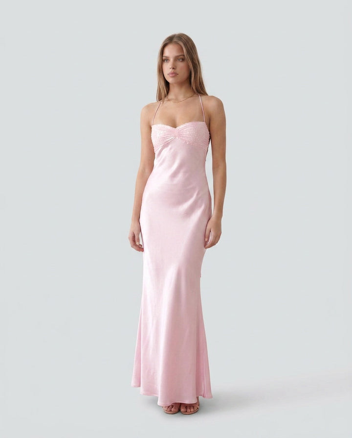 Nadia | Spaghetti Strap Sequin Slip Maxi Dress