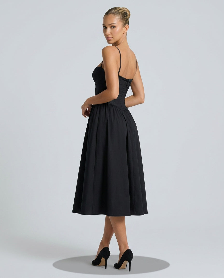 Imogen | Square Neck Pocket Slip Midi Dress