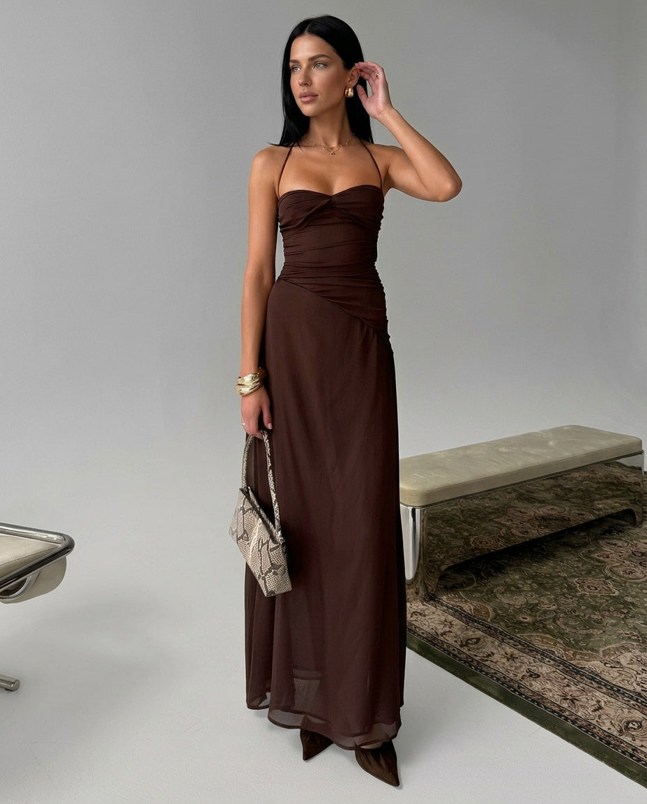 Kamila | Halter Neck Chiffon Maxi Dress