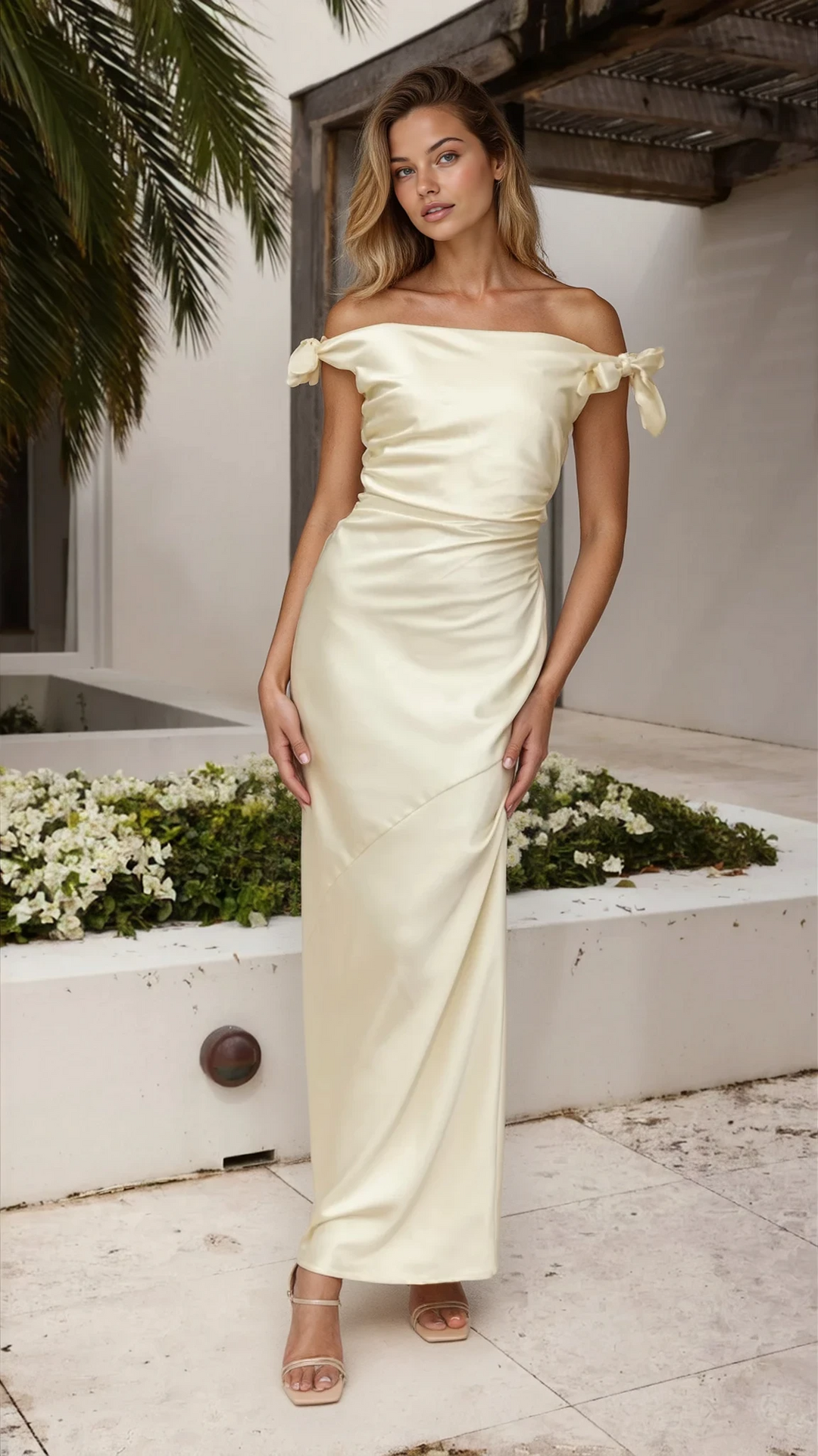 Alinta | Off-Shoulder Maxi Dress with Tie Details