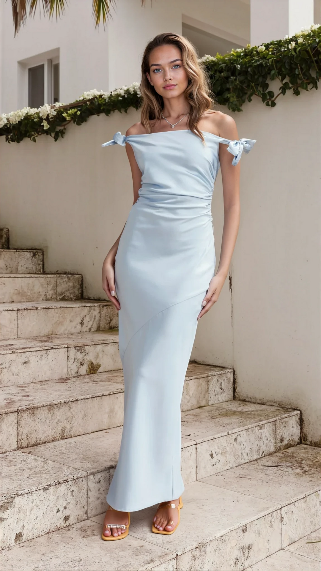 Alinta | Off-Shoulder Maxi Dress with Tie Details