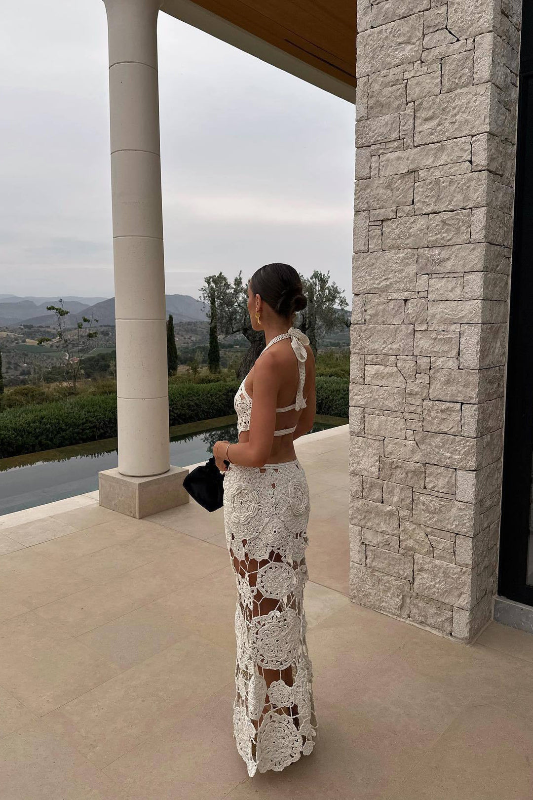 Rosa | Crochet Cut-Out Halter Maxi Dress