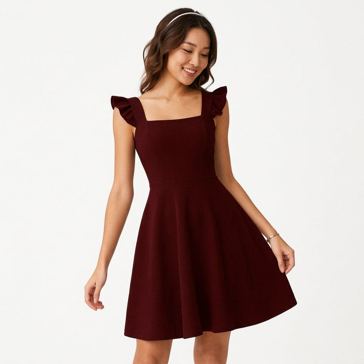 Isolde | Ruffle Strap Fit &amp; Flare Mini Dress