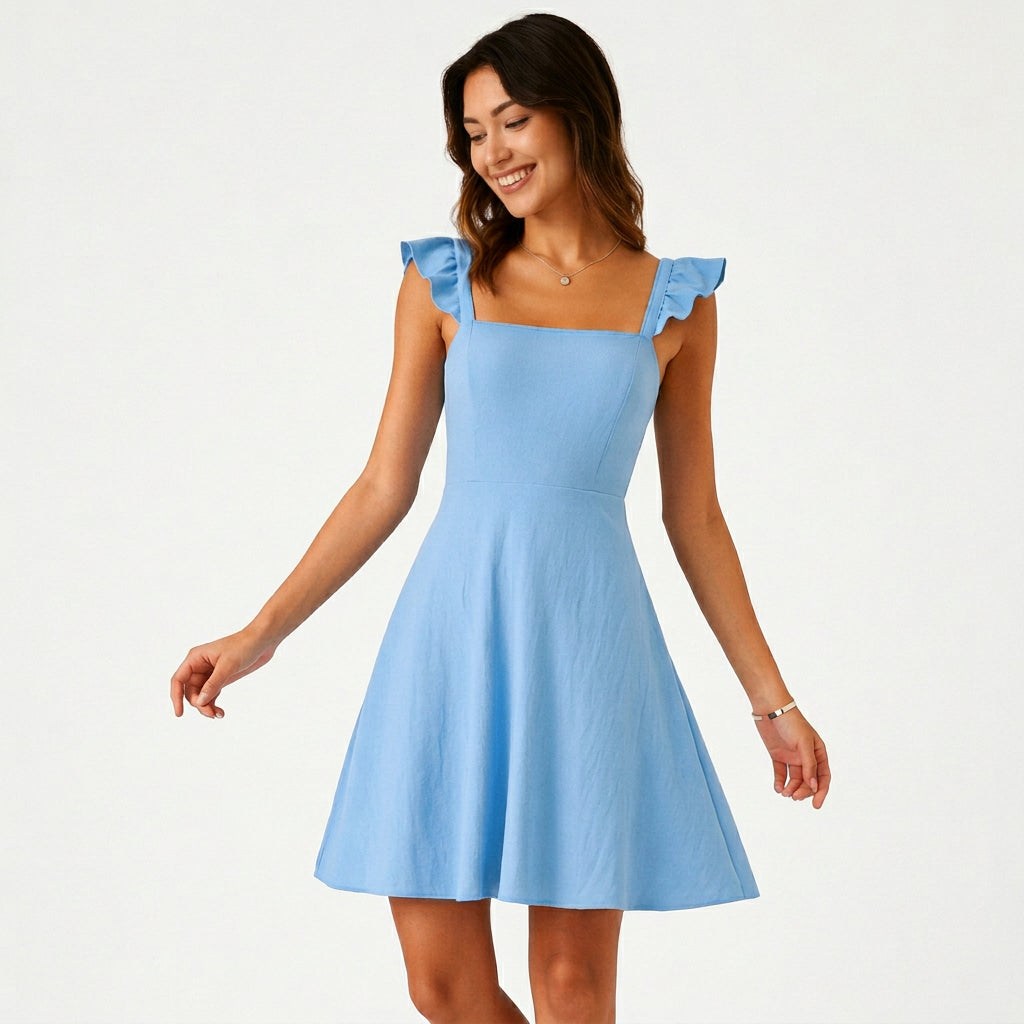 Isolde | Ruffle Strap Fit &amp; Flare Mini Dress