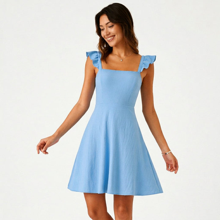 Isolde | Ruffle Strap Fit &amp; Flare Mini Dress