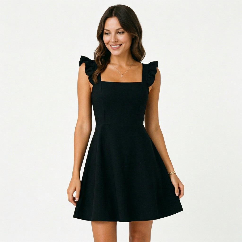 Isolde | Ruffle Strap Fit &amp; Flare Mini Dress