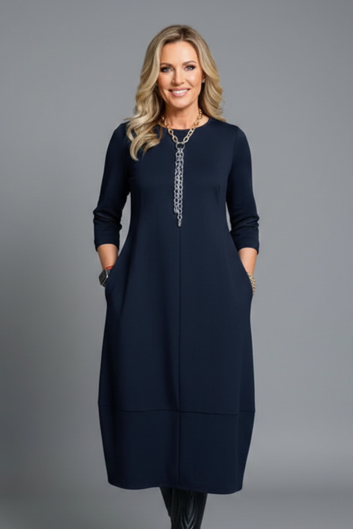 Beatrix | Round Neck Pocket Midi Dress