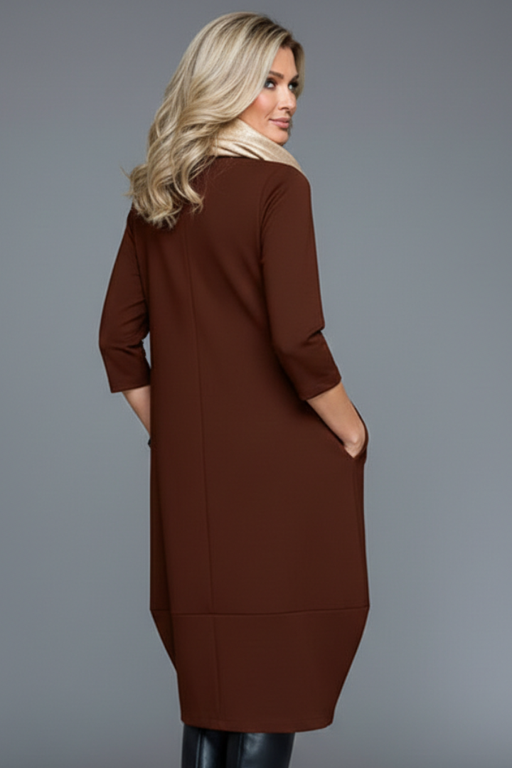 Beatrix | Round Neck Pocket Midi Dress