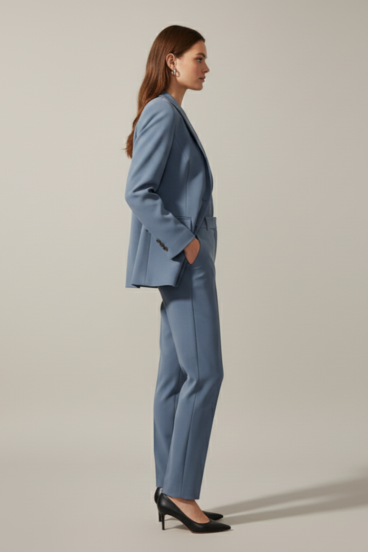 Isolde | Notched Lapel Blazer &amp; Straight-Leg Trousers Set