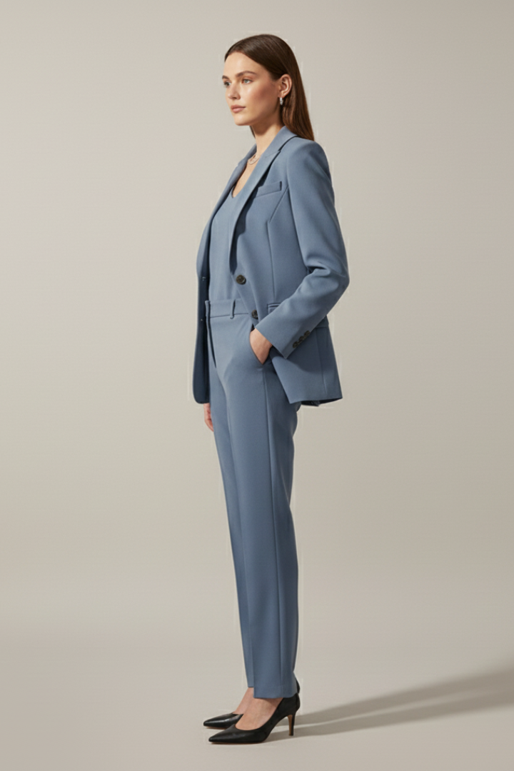 Isolde | Notched Lapel Blazer &amp; Straight-Leg Trousers Set