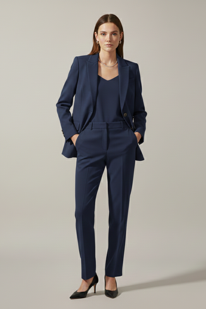 Isolde | Notched Lapel Blazer &amp; Straight-Leg Trousers Set