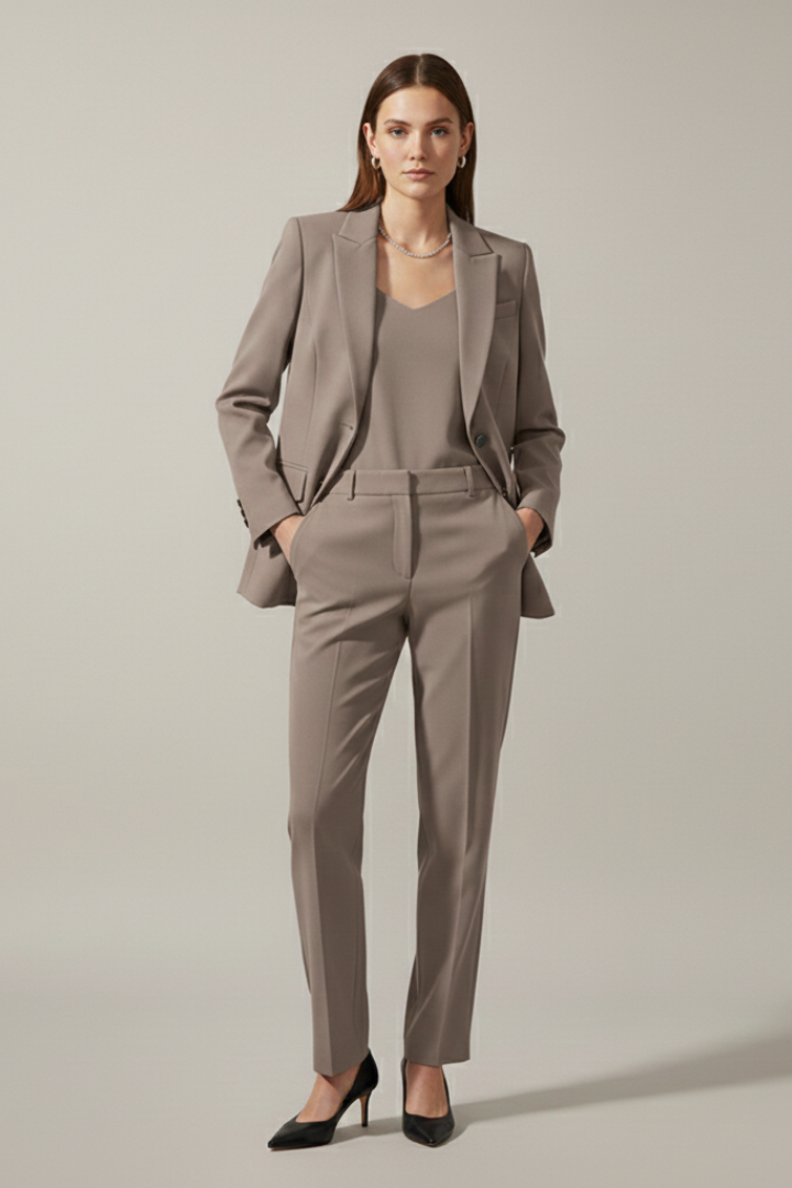 Isolde | Notched Lapel Blazer &amp; Straight-Leg Trousers Set