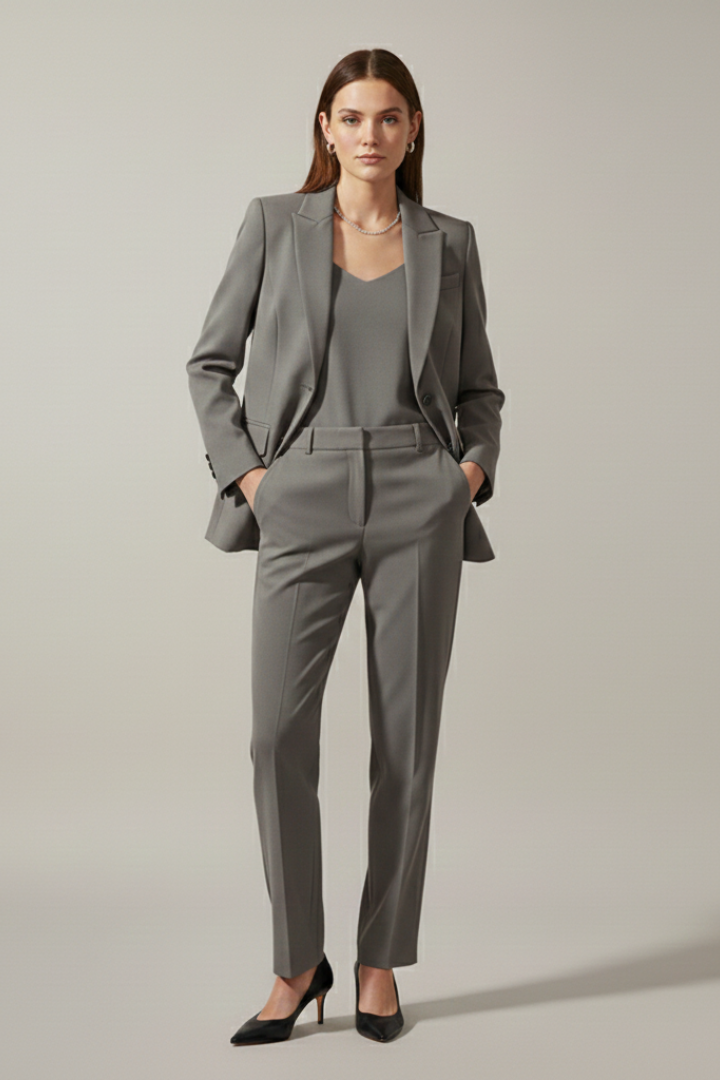 Isolde | Notched Lapel Blazer &amp; Straight-Leg Trousers Set