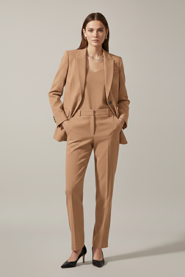 Isolde | Notched Lapel Blazer &amp; Straight-Leg Trousers Set