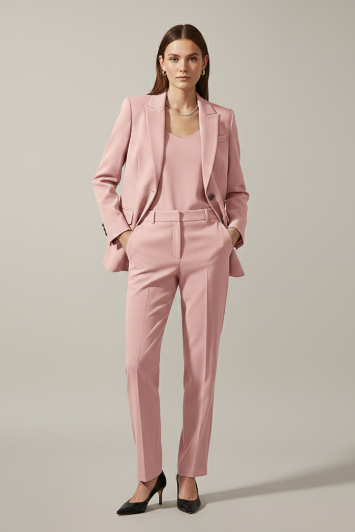 Isolde | Notched Lapel Blazer &amp; Straight-Leg Trousers Set