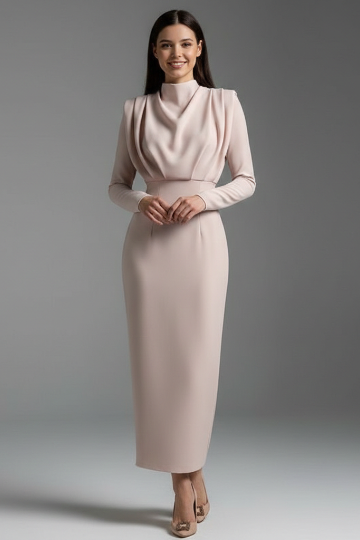 Tessa | High Neck Long Sleeve Maxi Dress