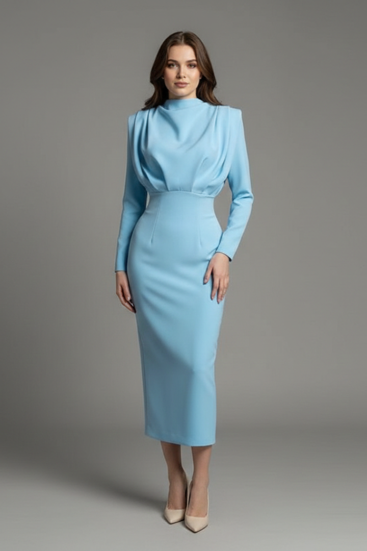 Tessa | High Neck Long Sleeve Maxi Dress