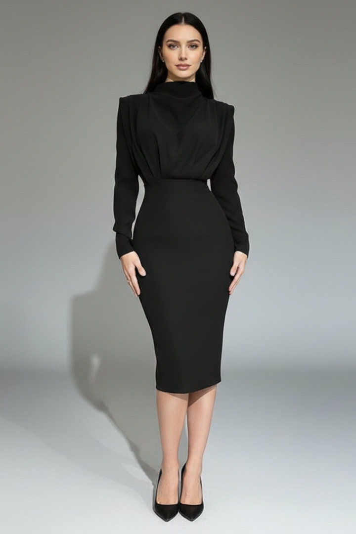 Tessa | High Neck Long Sleeve Maxi Dress