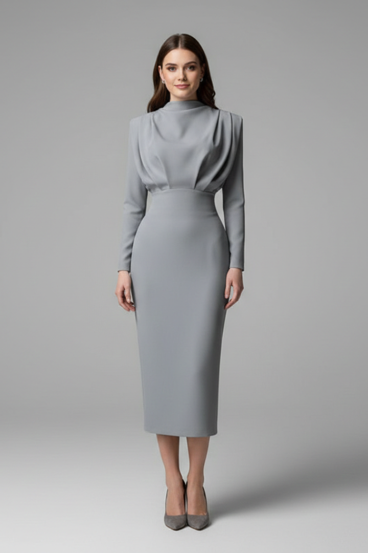 Tessa | High Neck Long Sleeve Maxi Dress