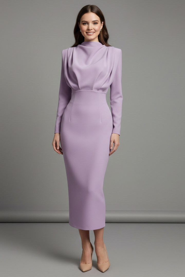 Tessa | High Neck Long Sleeve Maxi Dress