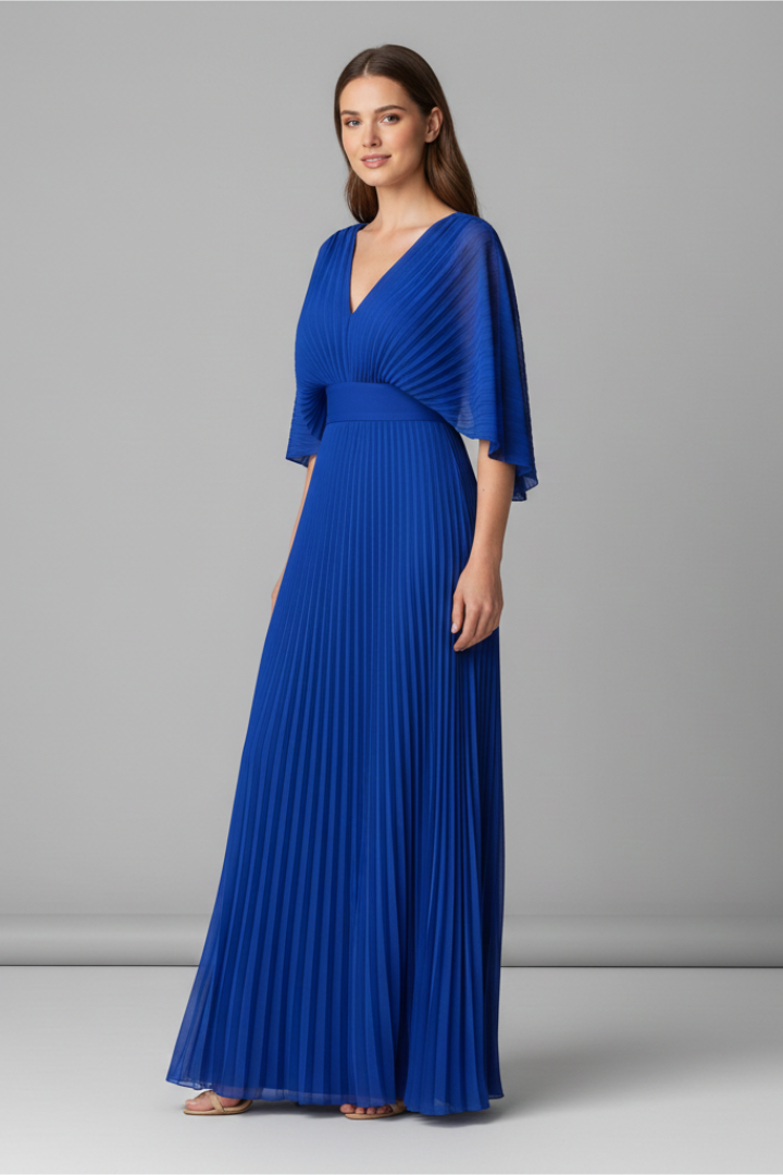 Maeve | V-Neck Pleated Maxi Dress