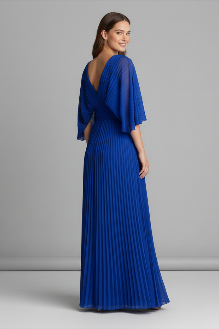 Maeve | V-Neck Pleated Maxi Dress