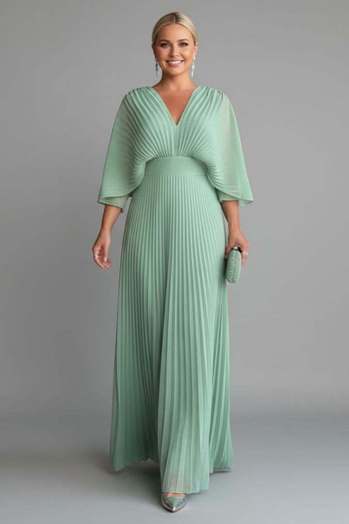Maeve | V-Neck Pleated Maxi Dress