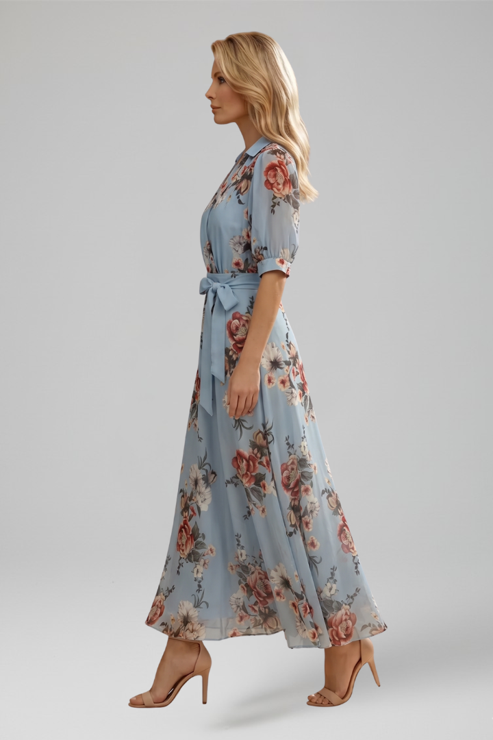 Liv | V-Neck Floral Midi Dress