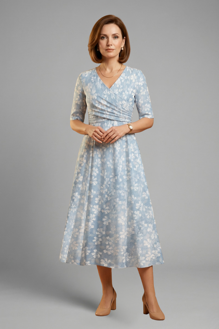 Juliette | V-Neck Side Pocket Midi Dress