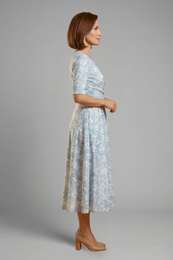 Juliette | V-Neck Side Pocket Midi Dress