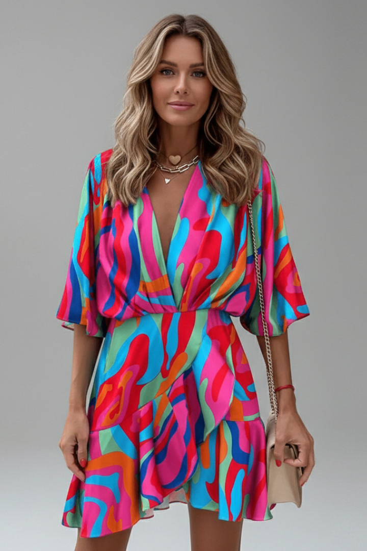Helena | Batwing Sleeve Waist Tie Mini Dress