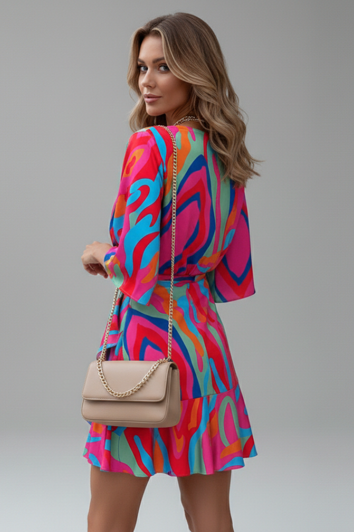 Helena | Batwing Sleeve Waist Tie Mini Dress
