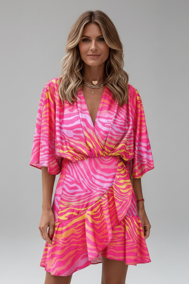 Helena | Batwing Sleeve Waist Tie Mini Dress