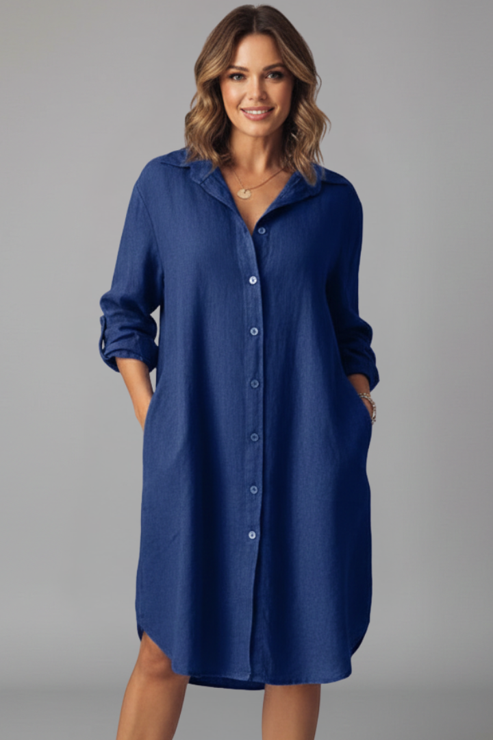 Josephine | Turned Collar Button-Front Midi Dress